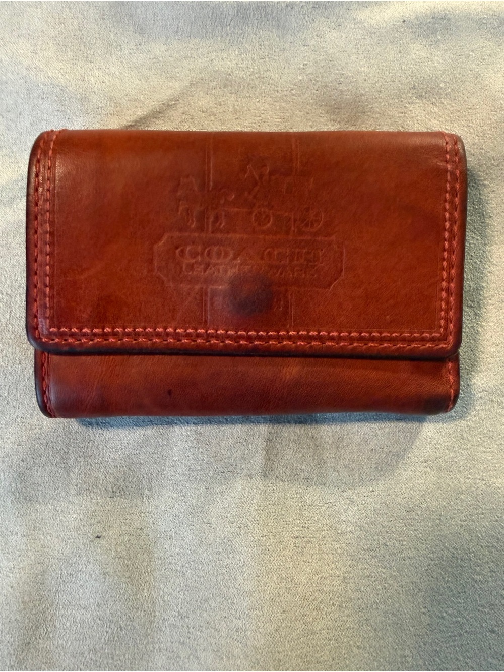 Coach Leatherwear Trifold Wallet in red and pink leather